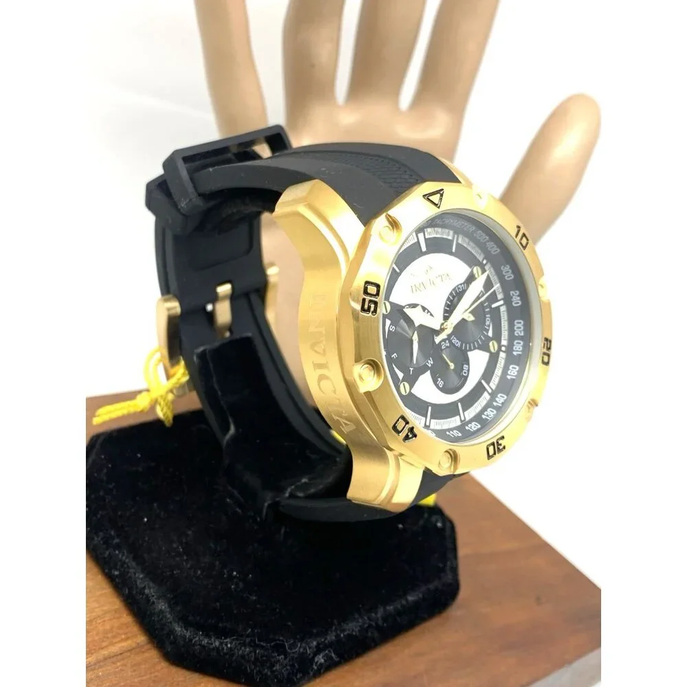 Invicta Men's Watch 45741 Pro Diver Quartz Gold Black Rubber Strap 50mm